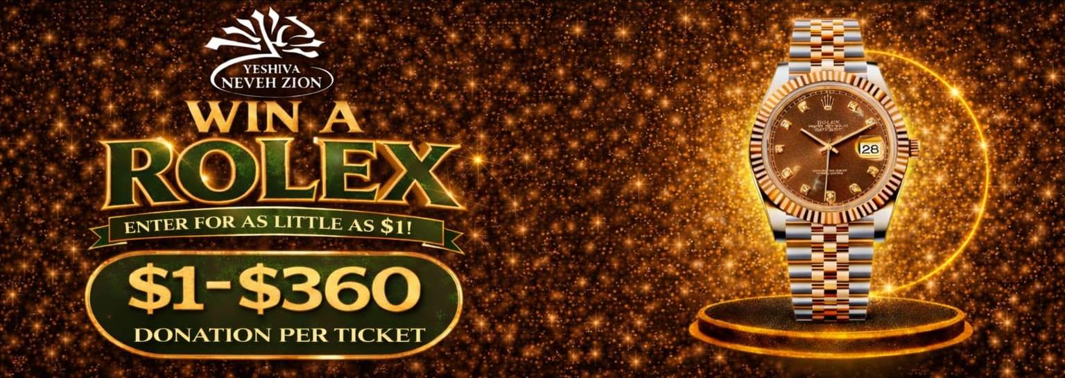 The Neveh Rolex Raffle banner